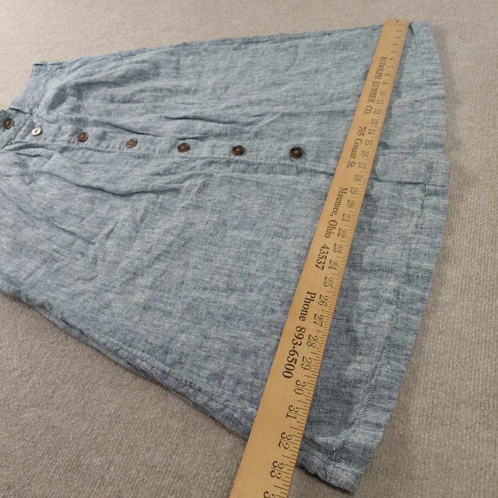 Lands End 100% Linen Flowy Skirt 12 A-Line Button Front Preppy Beachy Coastal - Picture 6 of 9